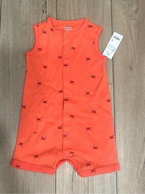 NWT Carter’s Baby Boys Orange Crab Romper 18M